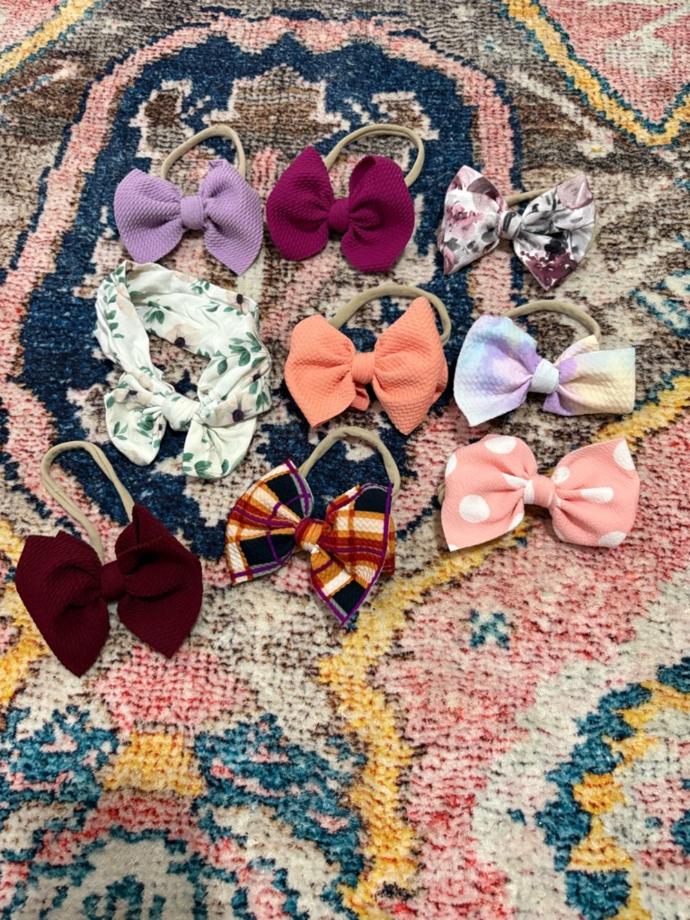 Assorted Baby Girls Bow Hair Headbands- Mixed Colors